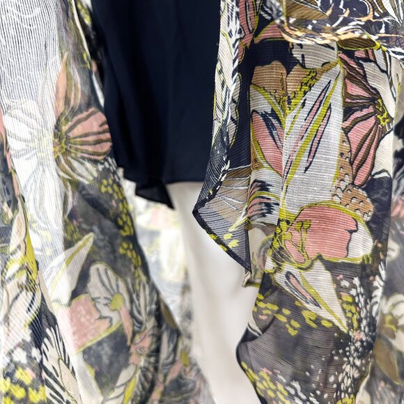 Tanya Taylor Blaire Printed Linen-Silk Midi Faux-Wrap Dress Maritime Blue Multi - Picture 12 of 16